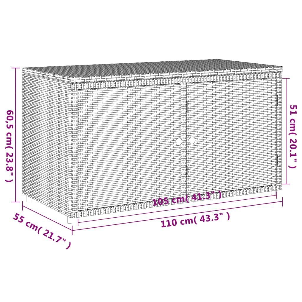 vidaXL Ντουλάπι Αποθήκευσης Κήπου Γκρι 110x55,5x60,5 εκ. Συνθ. Ρατάν
