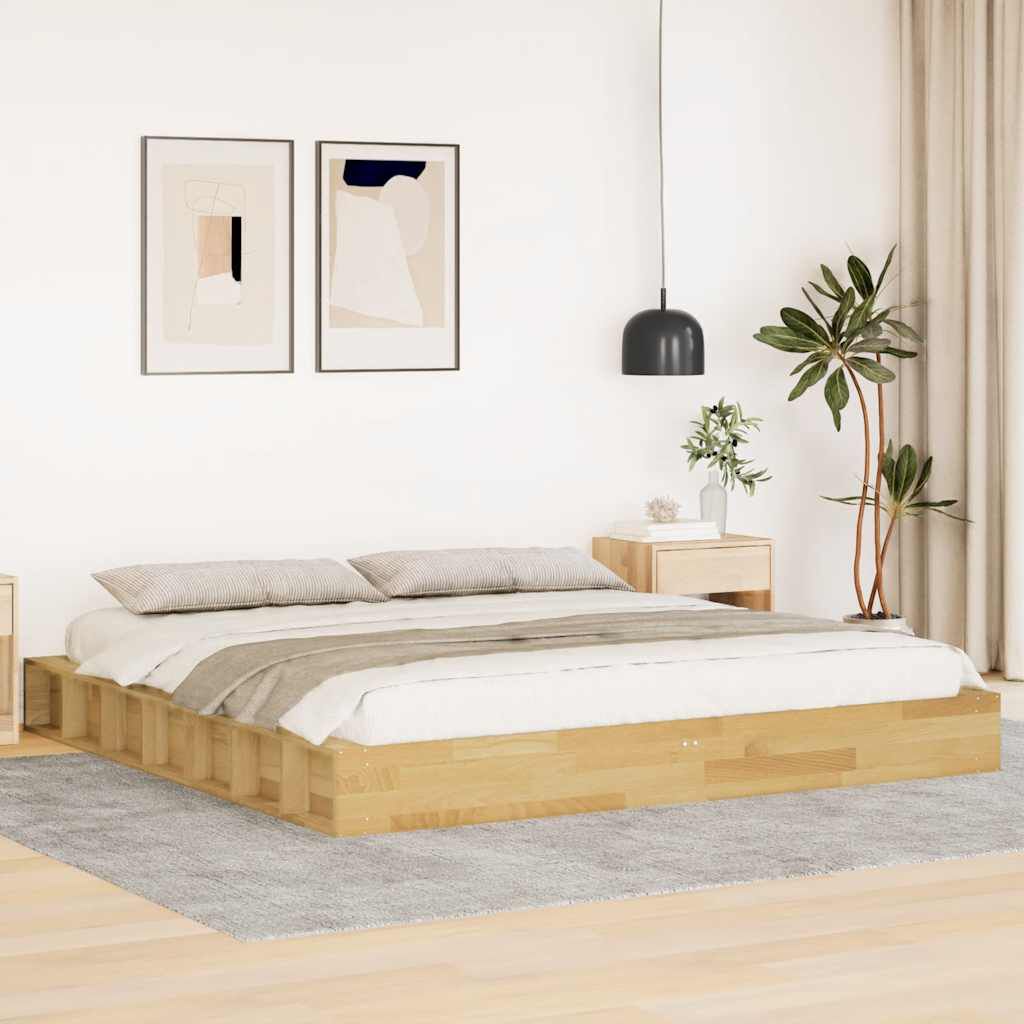 vidaXL Πλαίσιο κρεβατιού χωρίς στρώμα 200x200 cm μασίφ ξύλο δρυς