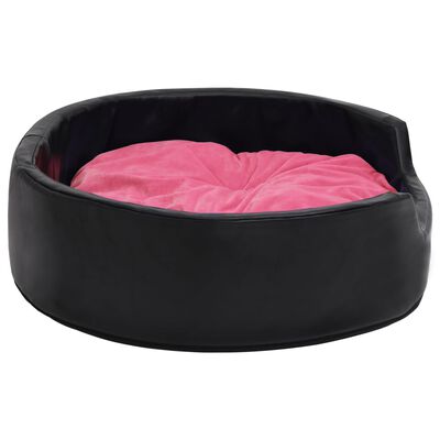 vidaXL Κρεβάτι Σκύλου Μαύρο/Ροζ 99 x 89 x 21 εκ. Βελουτέ/Συνθ. Δέρμα