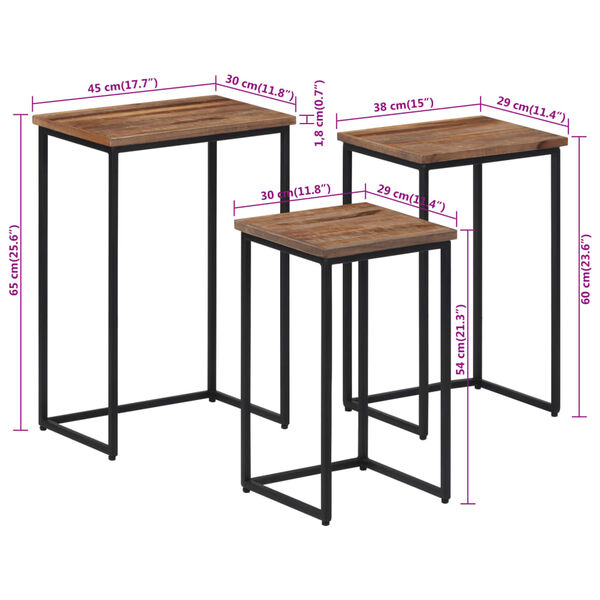 vidaXL Τραπεζάκια Ζιγκόν 3 τεμ. από Μασίφ Ξύλο Teak