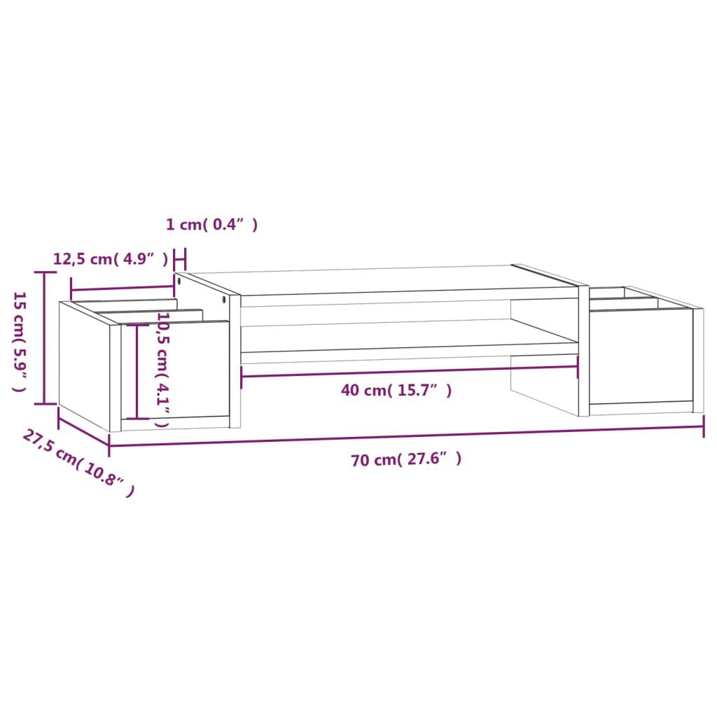 vidaXL Βάση Οθόνης 70 x 27,5 x 15 εκ. από Μασίφ Ξύλο Πεύκου