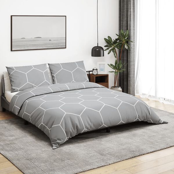 vidaXL Σετ Παπλωματοθήκης Γκρι 225x220 εκ. Βαμβακερό