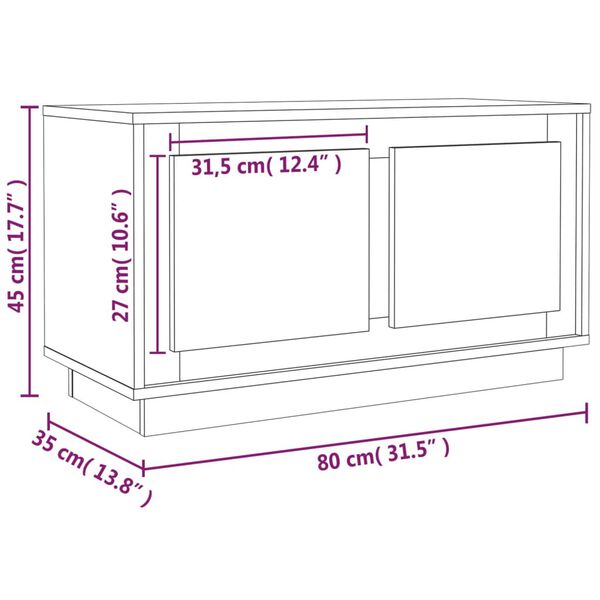vidaXL Έπιπλο Τηλεόρασης Καπνιστή Δρυς 80x35x45 εκ. Επεξ. Ξύλο