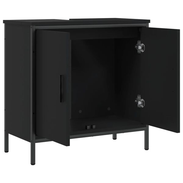 vidaXL Ντουλάπι Νιπτήρα Μπάνιου Μαύρο 60x30x60 εκ. Επεξεργασμένο Ξύλο