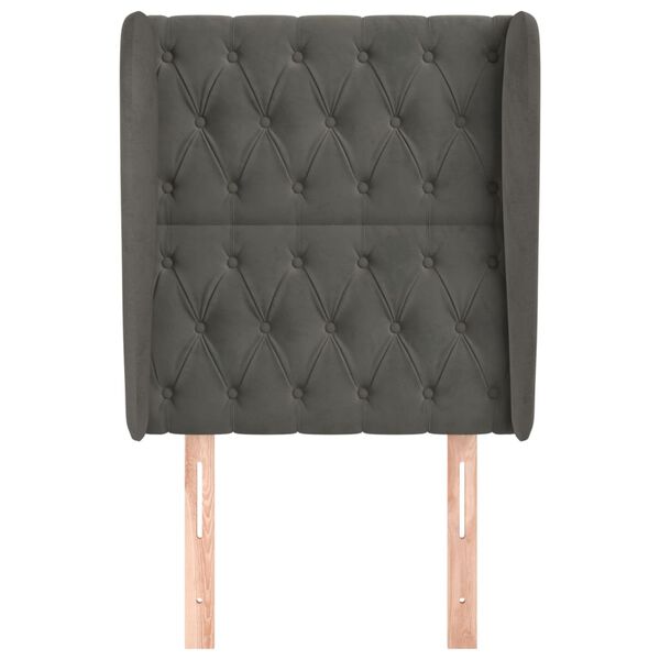 vidaXL Κεφαλάρι με Πτερύγια Σκούρο Γκρι 83x23x118/128 εκ. Βελούδινο