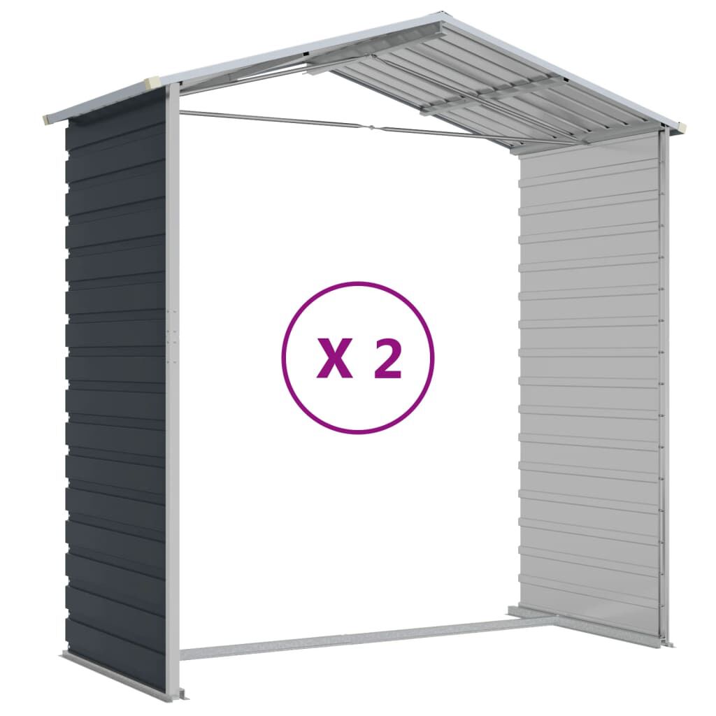 vidaXL Αποθήκη Κήπου Ανθρακί 191x215x198 εκ. Γαλβανισμένο Ατσάλι