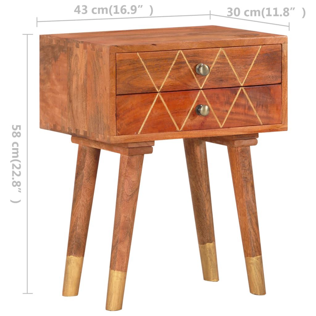 vidaXL Κομοδίνο 43 x 30 x 58 εκ. από Μασίφ Ξύλο Μάνγκο