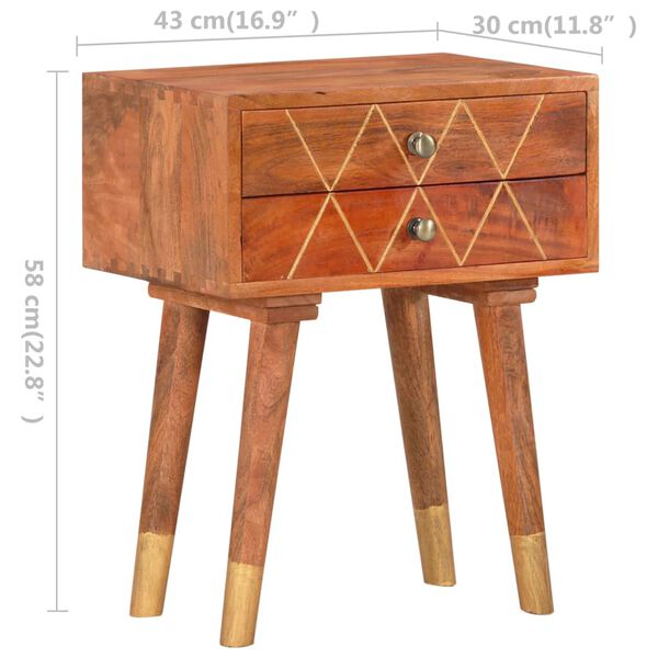 vidaXL Κομοδίνο 43 x 30 x 58 εκ. από Μασίφ Ξύλο Μάνγκο