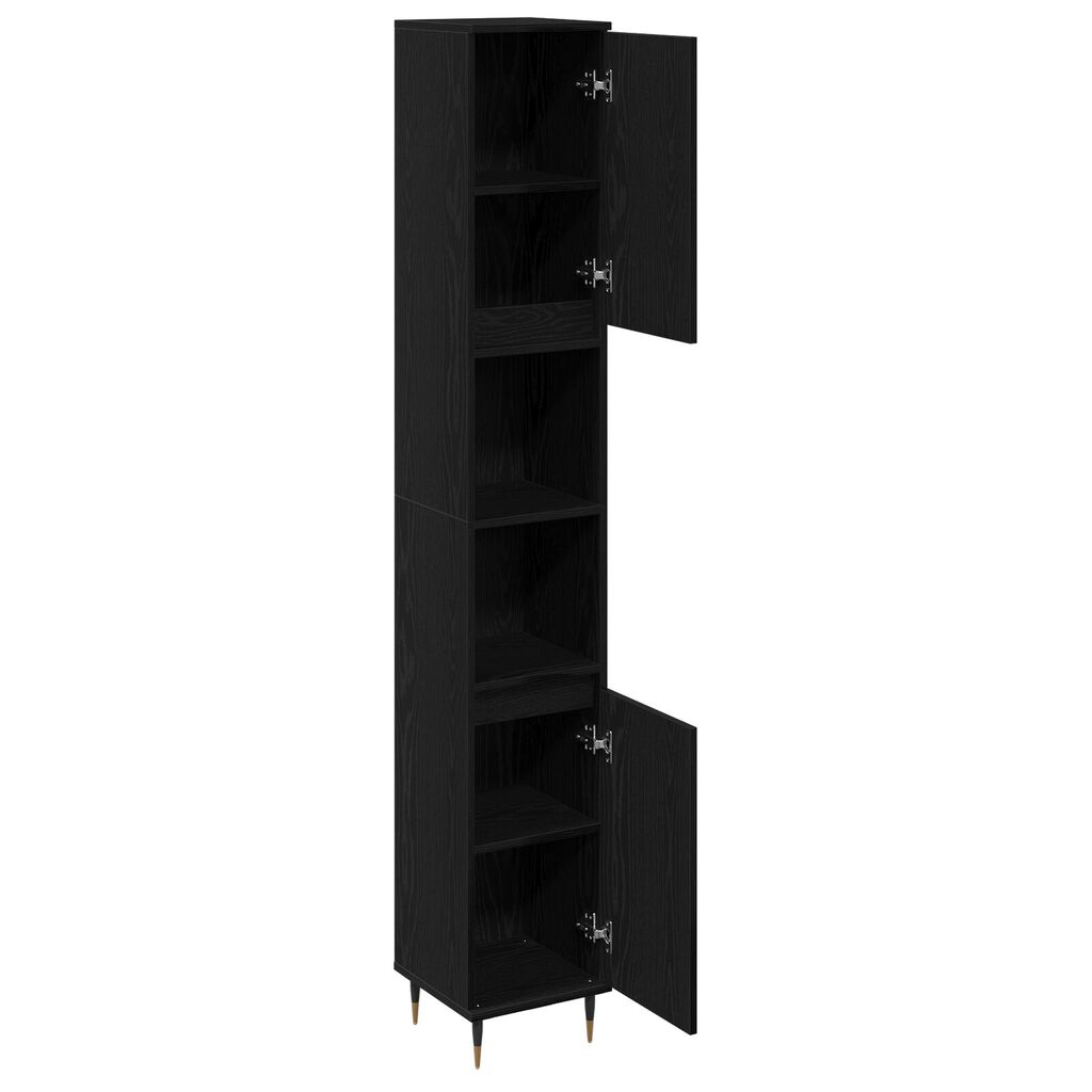 vidaXL Ντουλάπα Μπάνιου Μαύρη Δρυς 30x30x190 εκ Μηχανουργείο Ξύλου