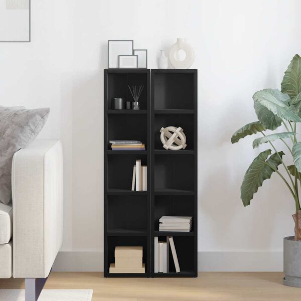 vidaXL Έπιπλα για CD 2 τεμ. Μαύρα 21x16x93,5 εκ. από Μοριοσανίδα