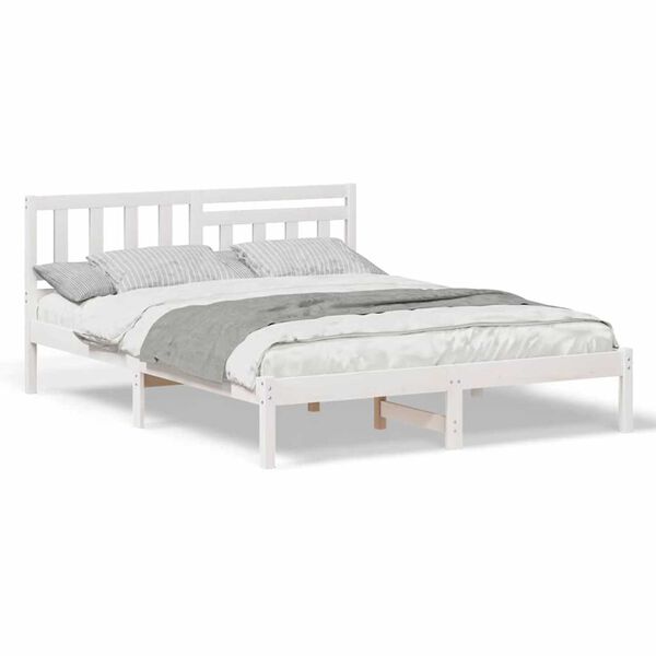 vidaXL Σκελετός Κρεβατιού Λευκό 140 x 200 cm Μασίφ ξύλο πεύκου
