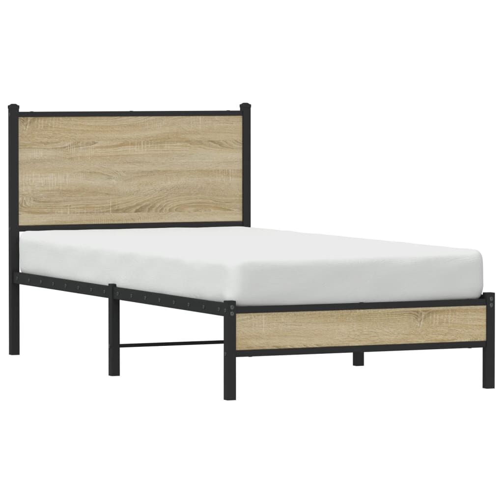vidaXL Σκελετός Κρεβ. Χωρίς Στρώμα Sonoma Δρυς 75x190 εκ. Μεταλλικό