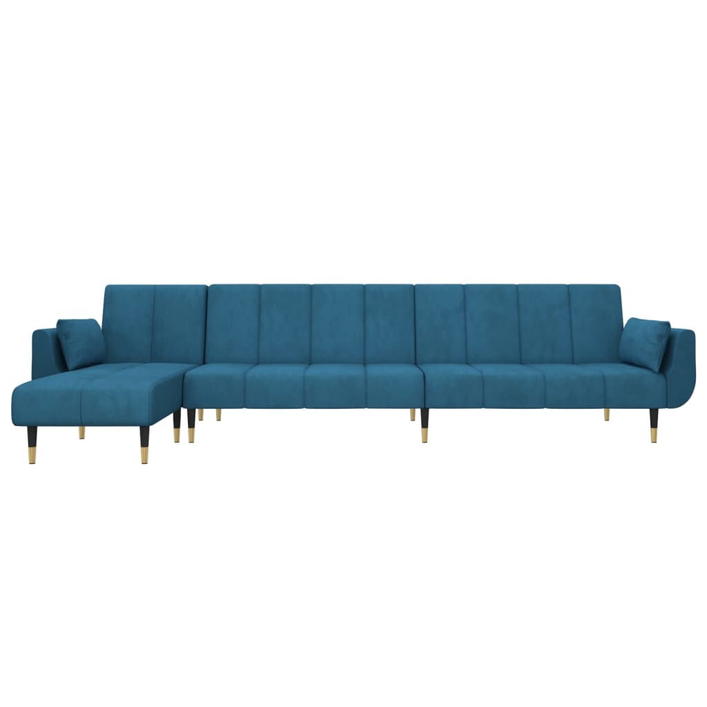 vidaXL Καναπές Κρεβάτι Γωνιακός Μπλε 275 x 140 x 70 εκ. Βελούδινος