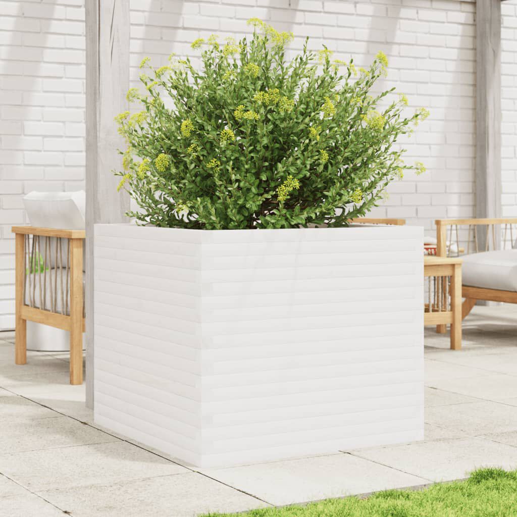 vidaXL Ζαρντινιέρα Λευκή 80x80x68,5 εκ. από Μασίφ Ξύλο Πεύκου