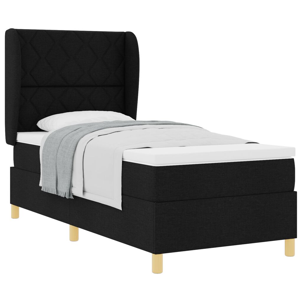 Κρεβάτι με ελατήρια και στρώμα vidaXL Μαύρο 90x190 cm Υφασμάτινο