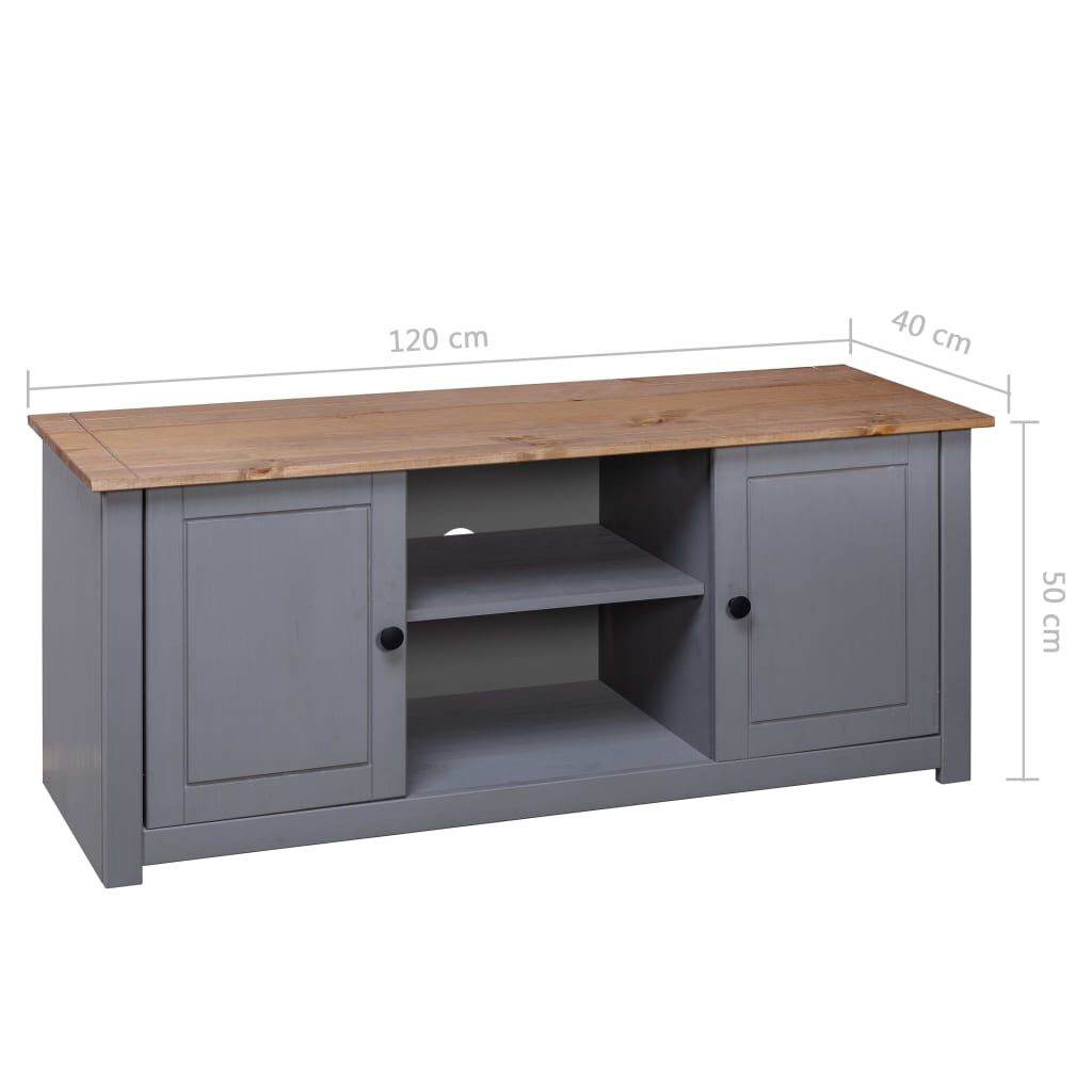 vidaXL Έπιπλο TV Γκρι 120x40x50 εκ. Μασίφ Ξύλο Πεύκου Σειρά Panama