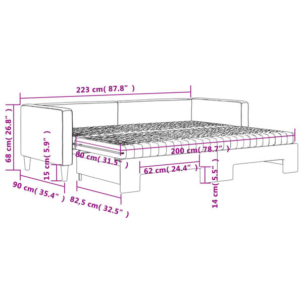vidaXL Καναπές Κρεβάτι Συρόμενος Κρεμ 80x200 εκ. Υφασμάτινος Στρώματα