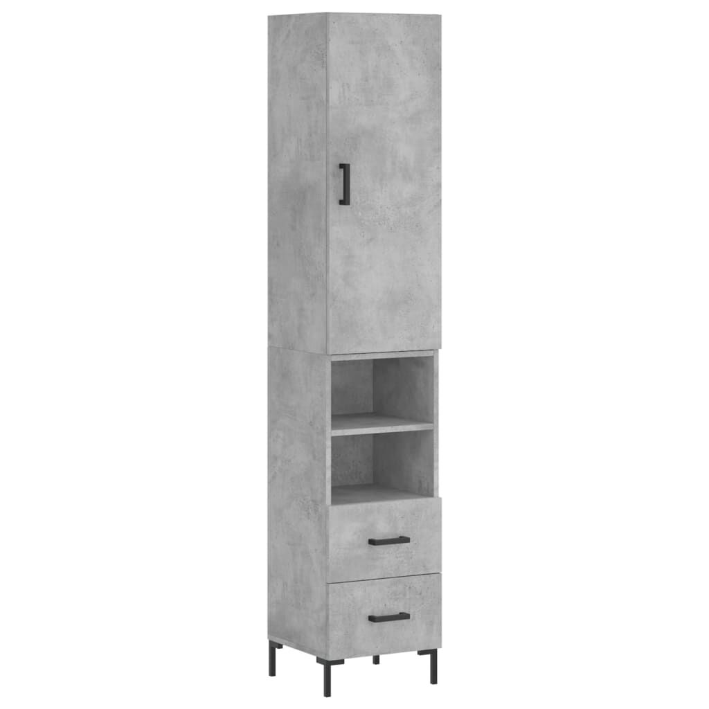 vidaXL Ντουλάπι Γκρι Σκυροδέματος 34,5x34x180 εκ. Επεξεργασμένο Ξύλο