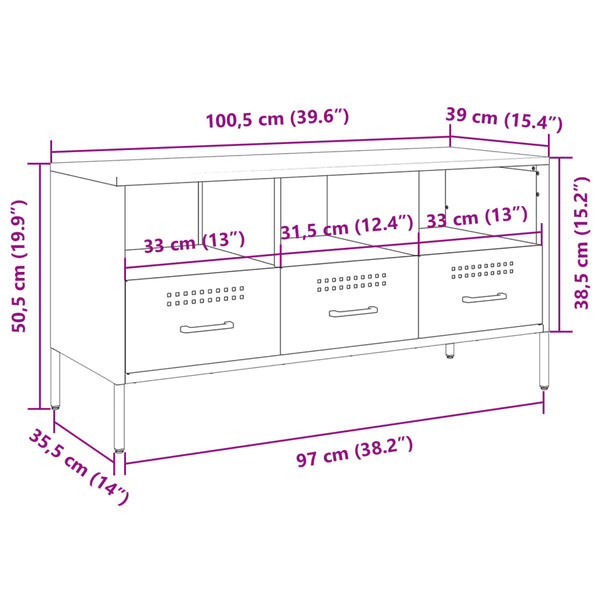 vidaXL Έπιπλο Τηλεόρασης Ροζ 100,5x39x50,5 εκ. από Ατσάλι