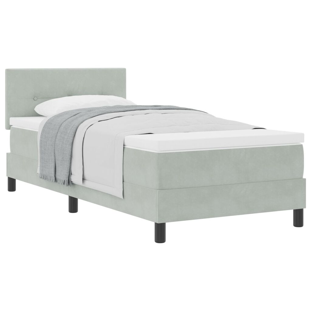 vidaXL Κρεβάτι με Στρώμα Light Grey 90x200 εκ Βελούδο