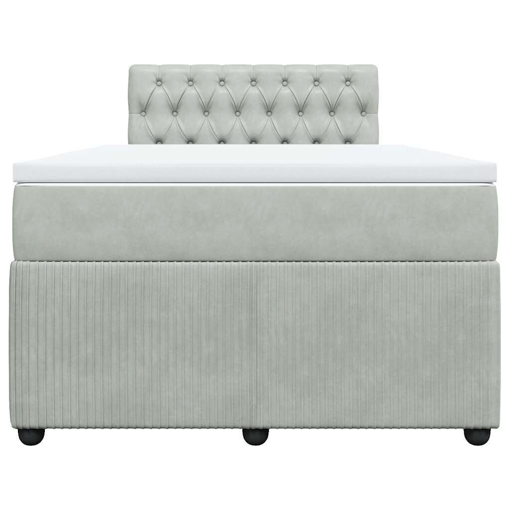 vidaXL Κρεβάτι Boxspring με Στρώμα Ανοιχτό Γκρι 120x190 εκ. Βελούδινο