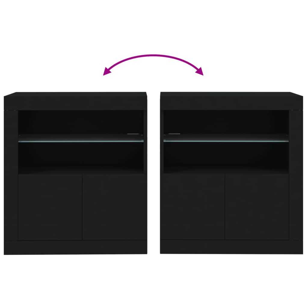 vidaXL Μπουφές με LED Μαύρος 60,5x37x67 εκ.