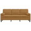 vidaXL Καναπές Τριθέσιος Καφέ 180 εκ. Βελούδινος με Μαξιλάρια