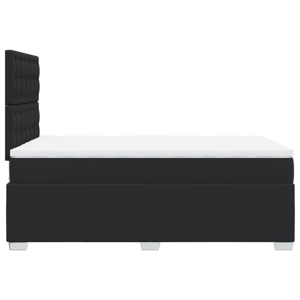 vidaXL Κρεβάτι Boxspring με Στρώμα Μαύρο 120x190εκ.από Συνθετικό Δέρμα