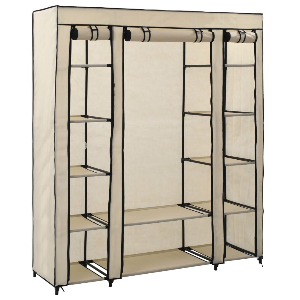 vidaXL Ντουλάπα με Ράφια / Σωλήνες Κρεμ 150x45x176 εκ. Υφασμάτινη