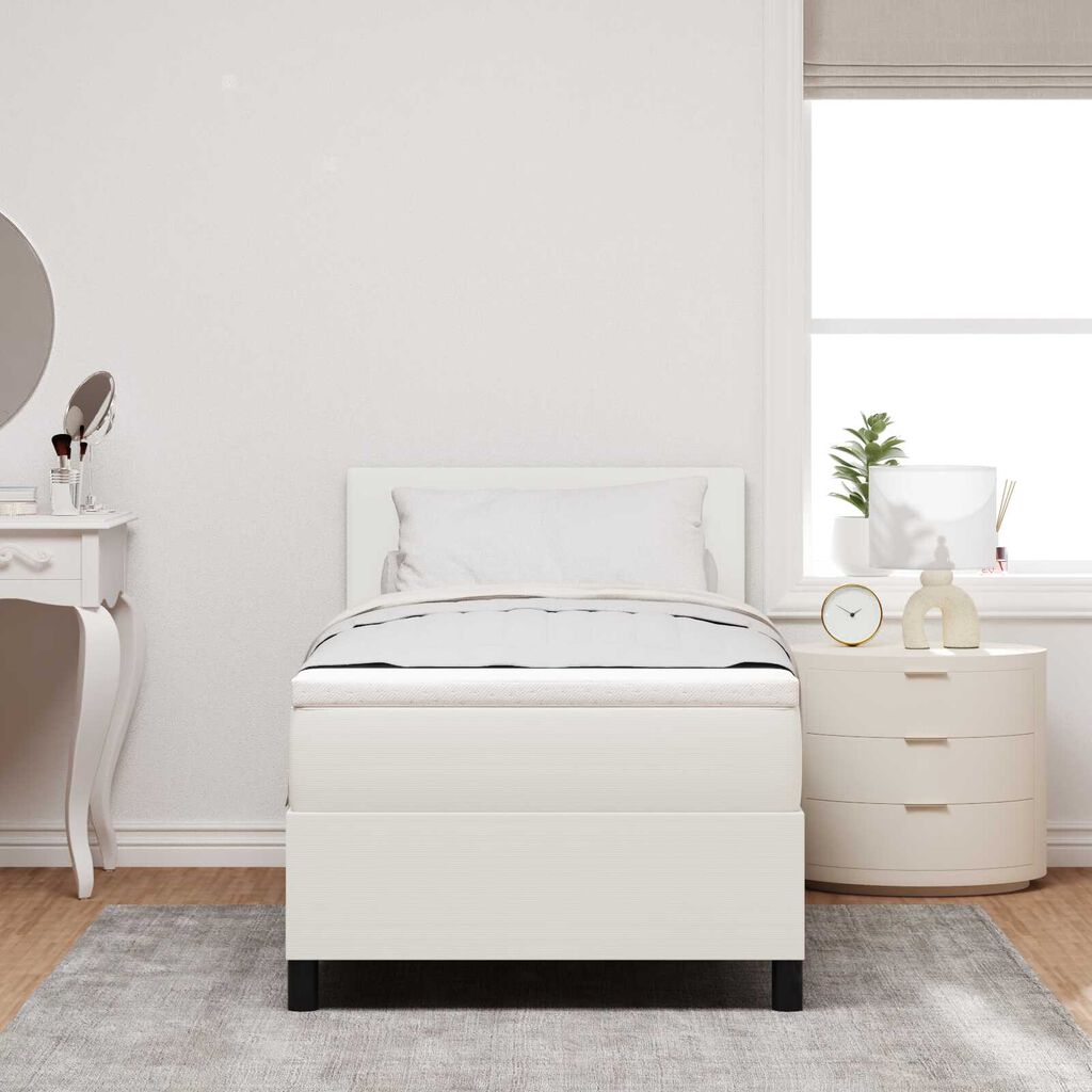 vidaXL Κρεβάτι Box Spring με Στρώμα & LED Κρεμ 80x200 εκ Κορντούρα