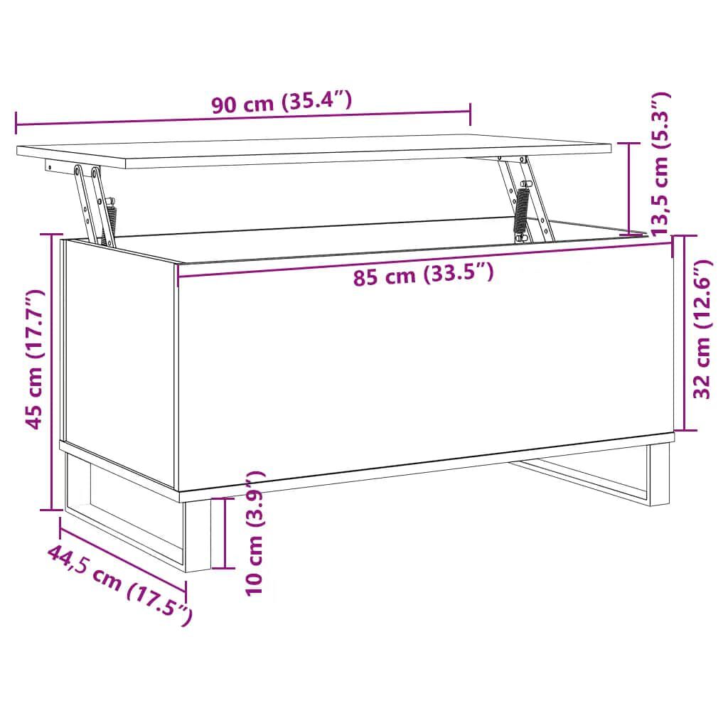vidaXL Τραπεζάκι Σαλονιού Μαύρο 90x44,5x45 εκ. Επεξεργασμένο Ξύλο