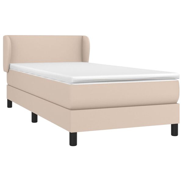 vidaXL Κρεβάτι Boxspring με Στρώμα Καπουτσίνο 90x190εκ.από Συνθ. Δέρμα