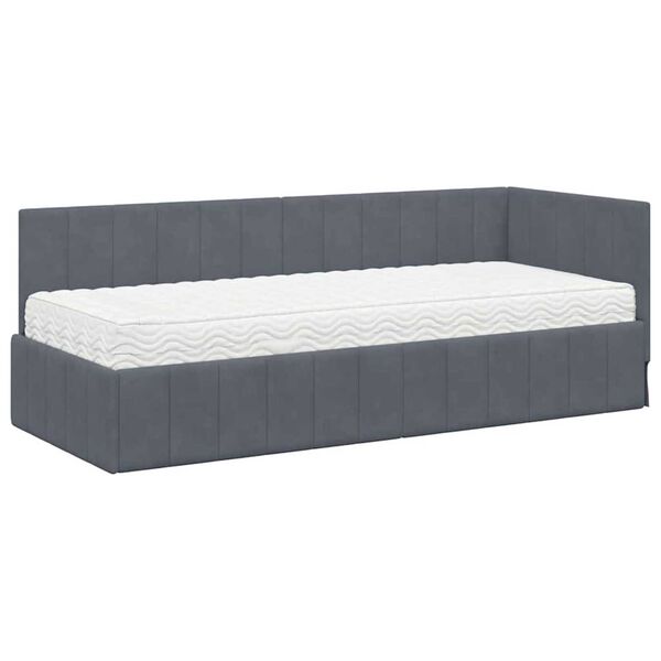 vidaXL Κρεβάτι Γωνίας με στρώμα Σκούρο γκρι 80 x 200 cm Βελούδο