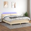 vidaXL &Kappa;&rho;&epsilon;&beta;ά&tau;&iota; Boxspring &mu;&epsilon; &Sigma;&tau;&rho;ώ&mu;&alpha; & LED &Kappa;&rho;&epsilon;&mu; 160x200 &epsilon;&kappa;. &Upsilon;&phi;&alpha;&sigma;&mu;ά&tau;&iota;&nu;&omicron;