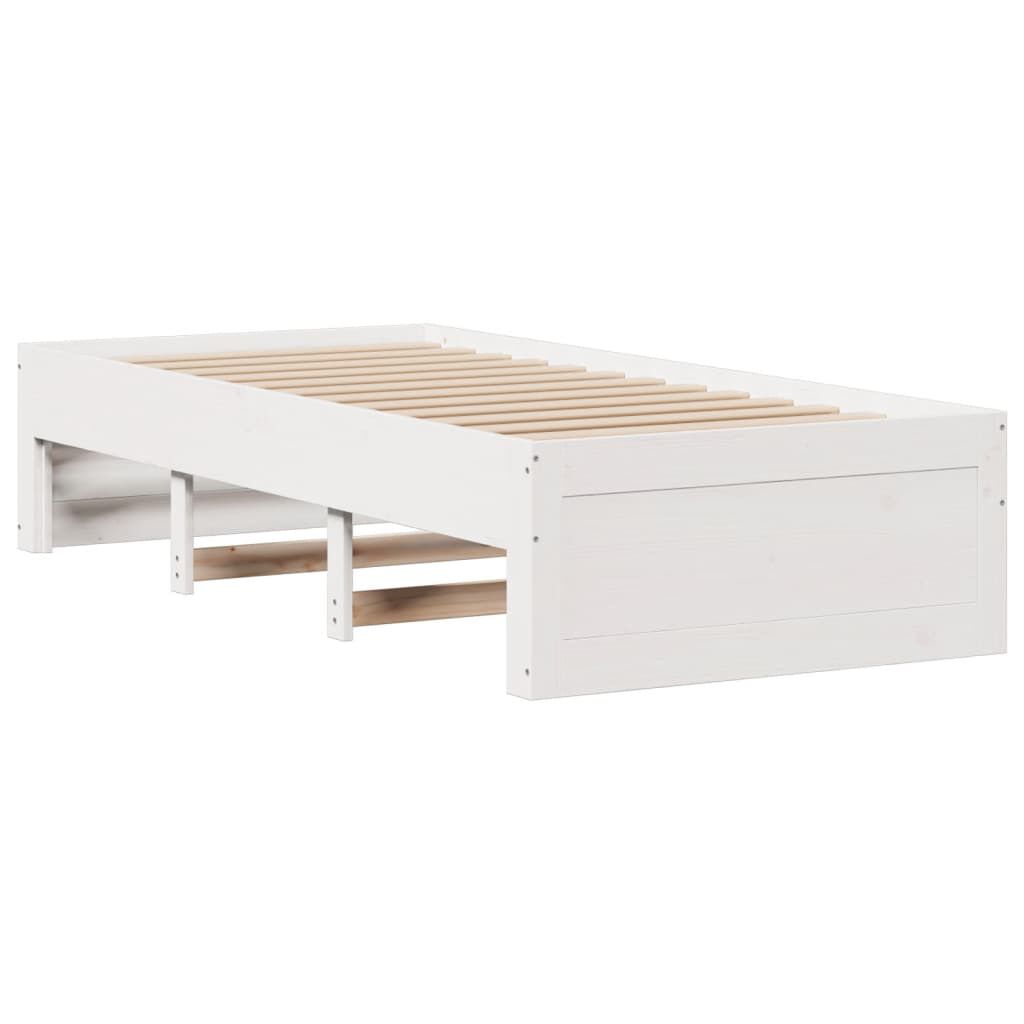 vidaXL Κρεβάτι Βιβλιοθήκη Χωρίς Στρώμα Λευκό 75x190 εκ Μασίφ Πεύκο