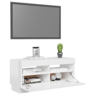 vidaXL Έπιπλο Τηλεόρασης με LED Γυαλιστερό Λευκό 80 x 35 x 40 εκ.