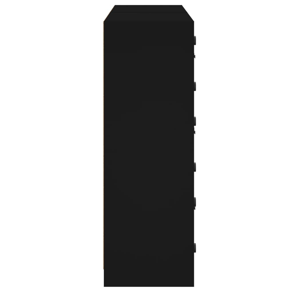 vidaXL Βιβλιοθήκη με Πόρτες Μαύρη 136x37x109 εκ. Επεξ. Ξύλο