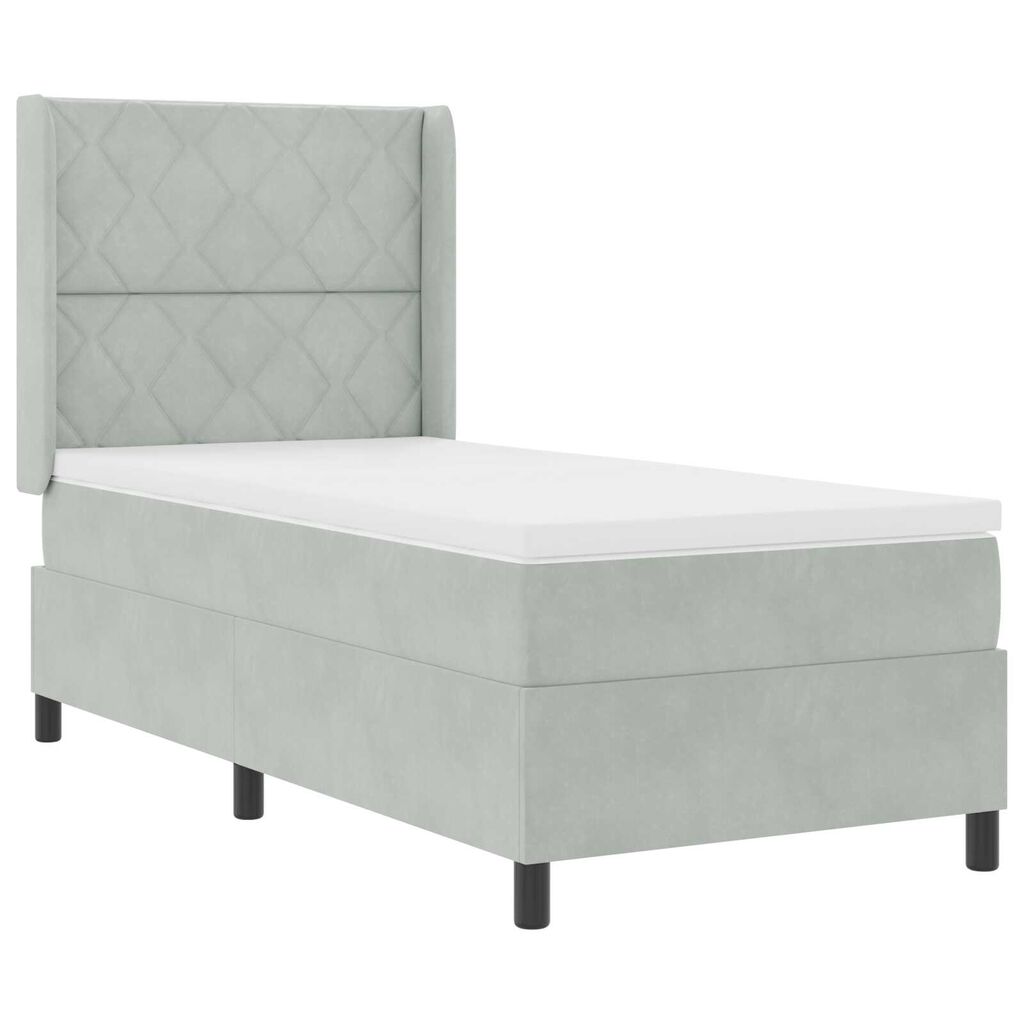 vidaXL Κρεβάτι Box Spring LED με Στρώμα Ανοιχτό γκρι 90 x 200 cm