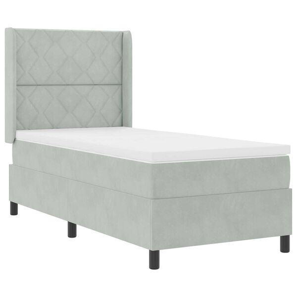 vidaXL Κρεβάτι Box Spring LED με Στρώμα Ανοιχτό γκρι 90 x 200 cm
