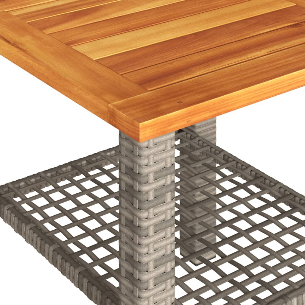 vidaXL Τραπέζι Κήπου Γκρι 40x40x42 εκ. Συνθετικό Ρατάν / Ξύλο Ακακίας