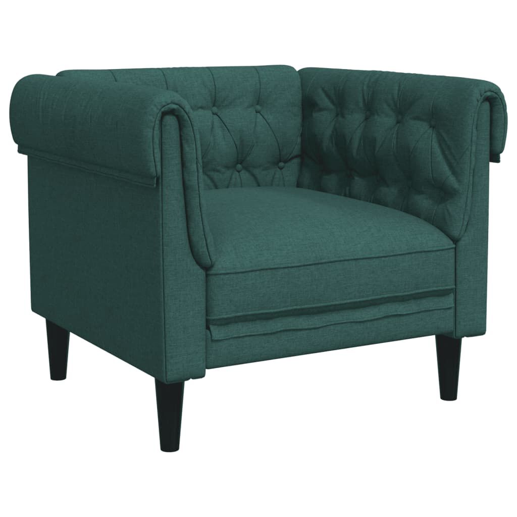 vidaXL Πολυθρόνα Chesterfield Σκούρο Πράσινο Υφασμάτινη