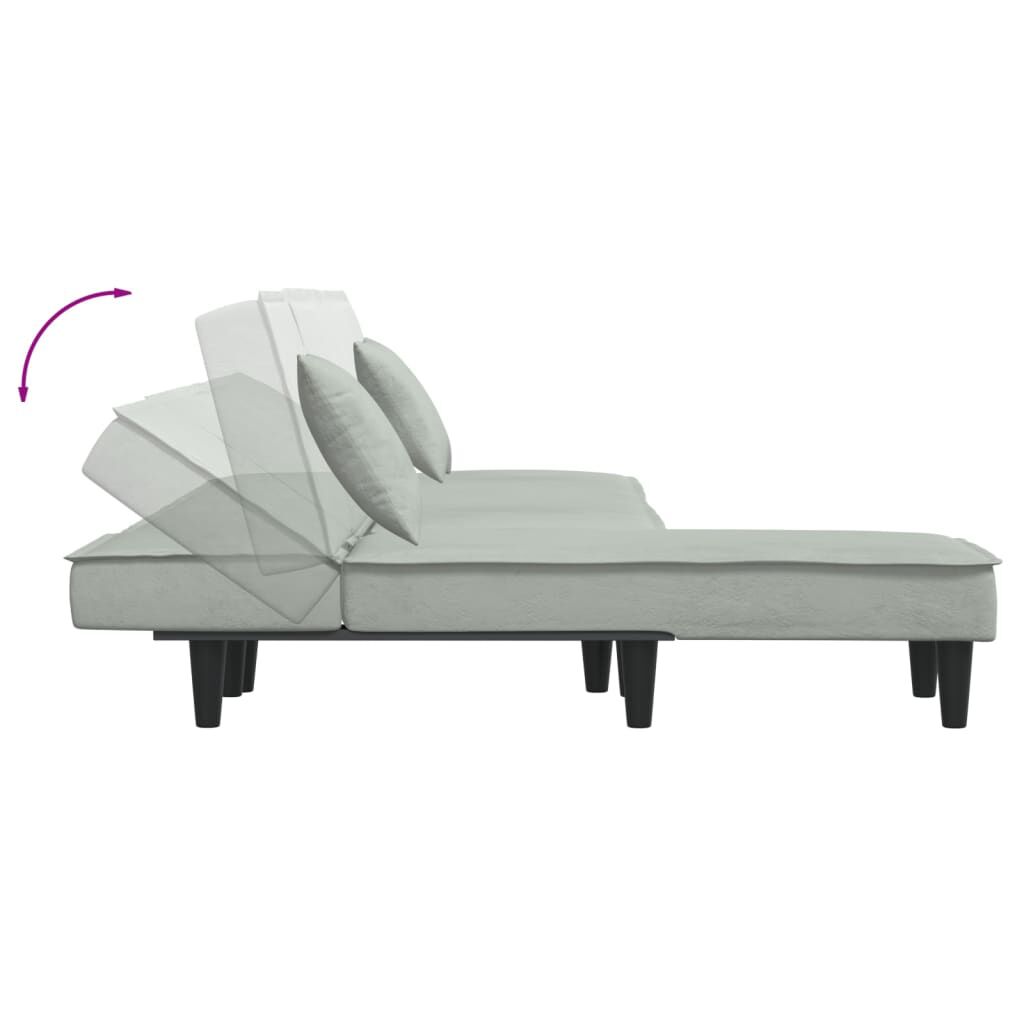 vidaXL Καναπές Κρεβάτι Γωνιακός Αν. Γκρι 255 x 140 x 70 εκ. Βελούδινος