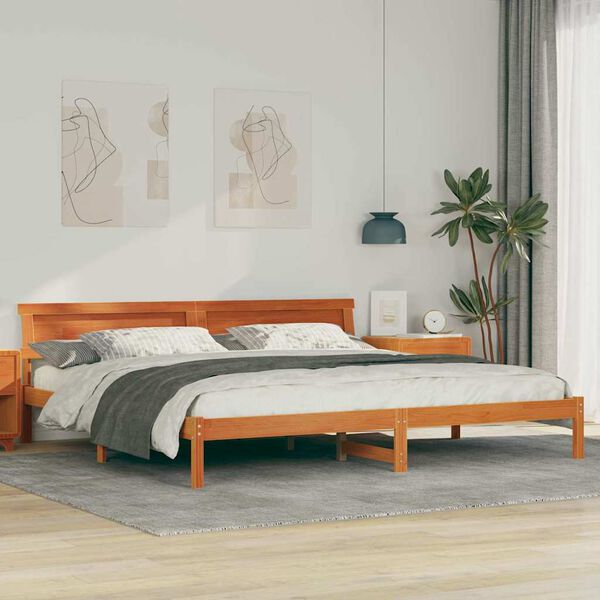 vidaXL Σκελετός Κρεβατιού Καφέ κεριού 180 x 200 cm Μασίφ ξύλο πεύκου