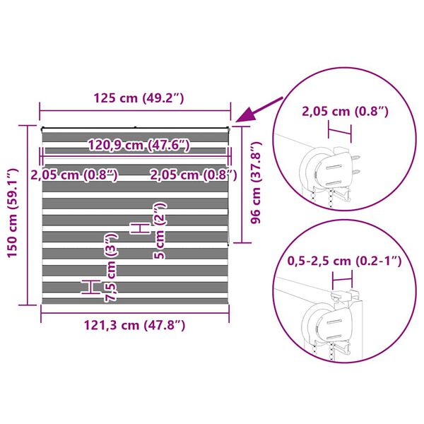 vidaXL Ζέβρα τυφλή Μαύρο Πλάτος υφάσματος 120,9 εκ. Πολυεστέρας