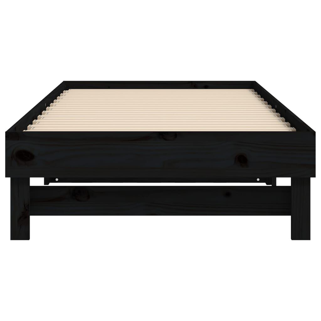 vidaXL Καναπές Κρεβάτι Συρόμενος Μαύρος 2x(75x190) εκ. από Μασίφ Πεύκο