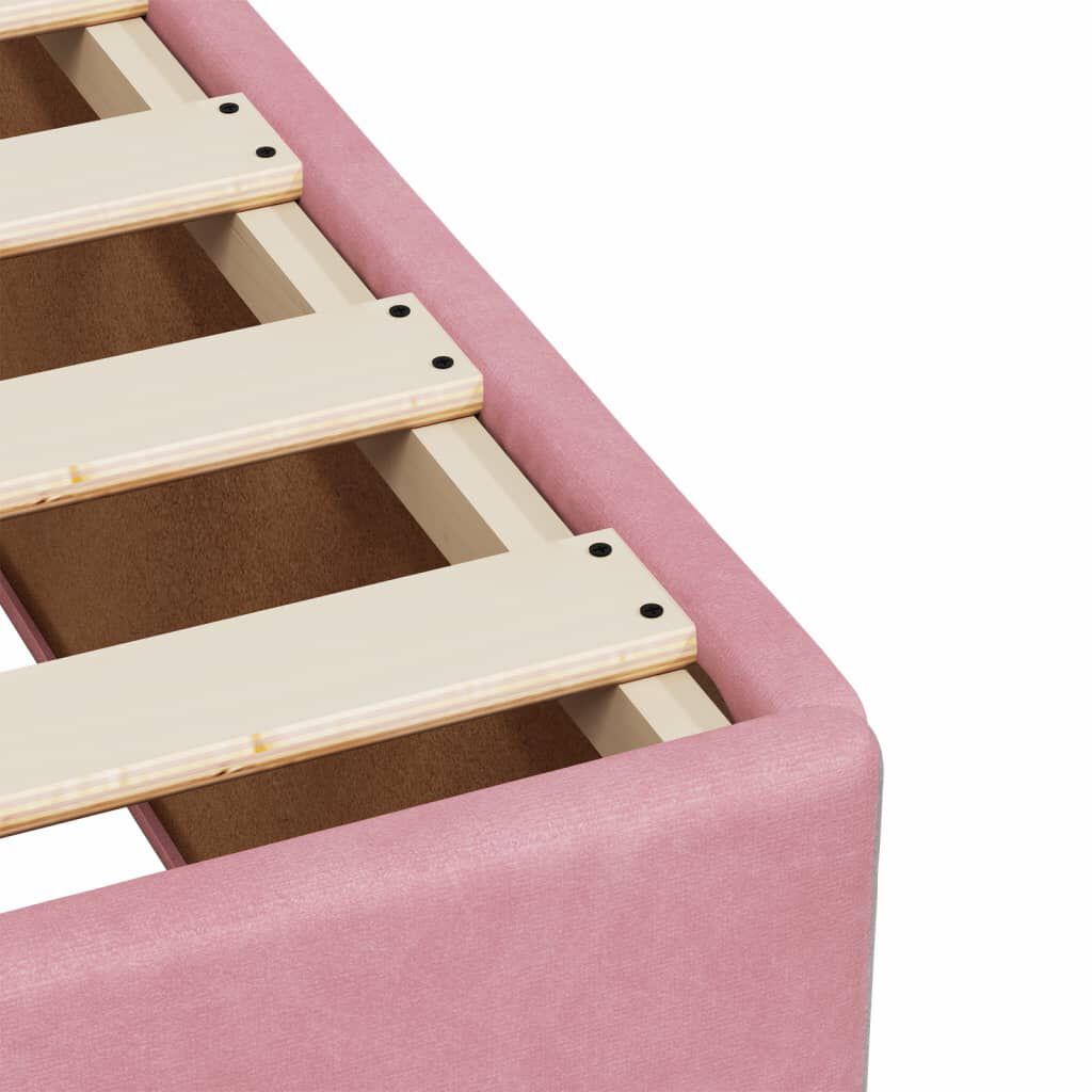 vidaXL Κρεβάτι Boxspring με Στρώμα Ροζ 120x200 εκ. Βελούδινο