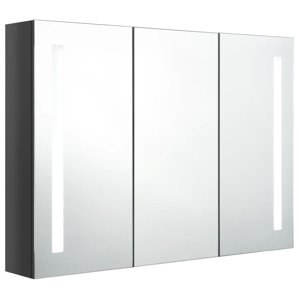vidaXL Καθρέφτης Μπάνιου με Ντουλάπι & LED Γυαλ. Γκρι 89 x 14 x 62 εκ.