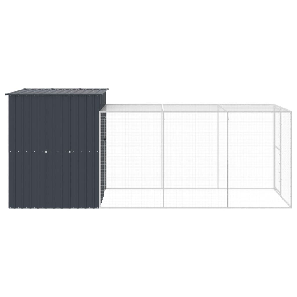 vidaXL Κλουβί για Κότες με Αυλή Ανθρακί 165x455x181 εκ Γαλβαν. Χάλυβας