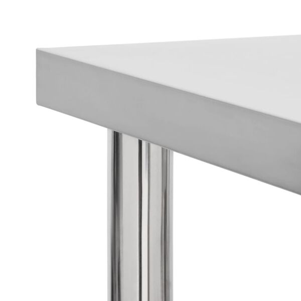 vidaXL Πάγκος Εργασίας Κουζίνας με Ροδάκια 60x45x85 εκ Ανοξείδ. Ατσάλι