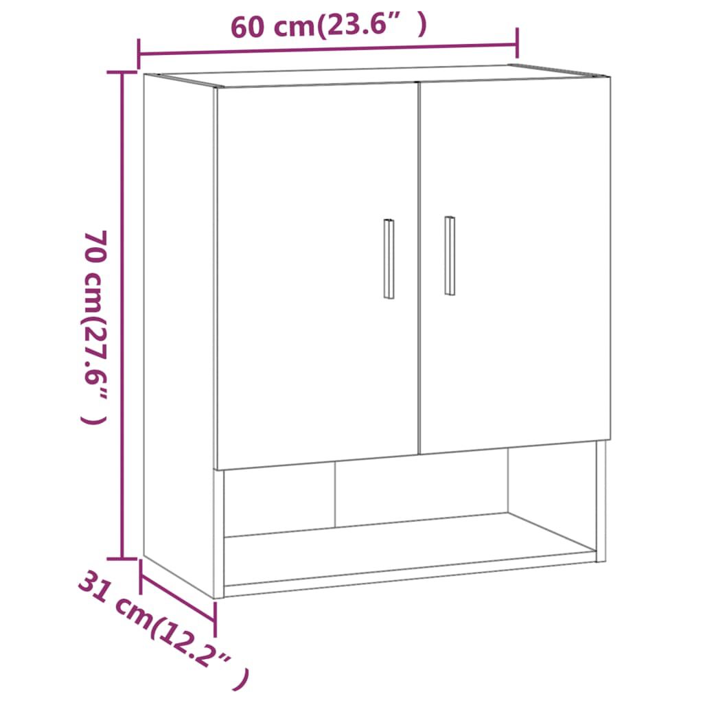 vidaXL Ντουλάπι Τοίχου Γκρι Σκυρ. 60x31x70 εκ. Επεξεργασμένο Ξύλο
